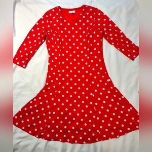 Susan Graver red / white polkadot women's dress size s